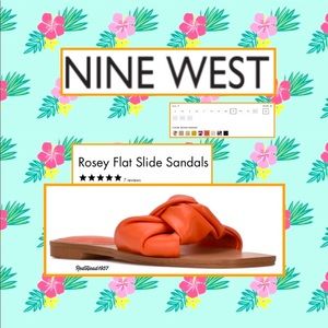 HTF! Nine West Rosey Flat Slide Blood “Orange” Sandals Size 9 NIB!☝🏻😍🎁🌺🥰🥳